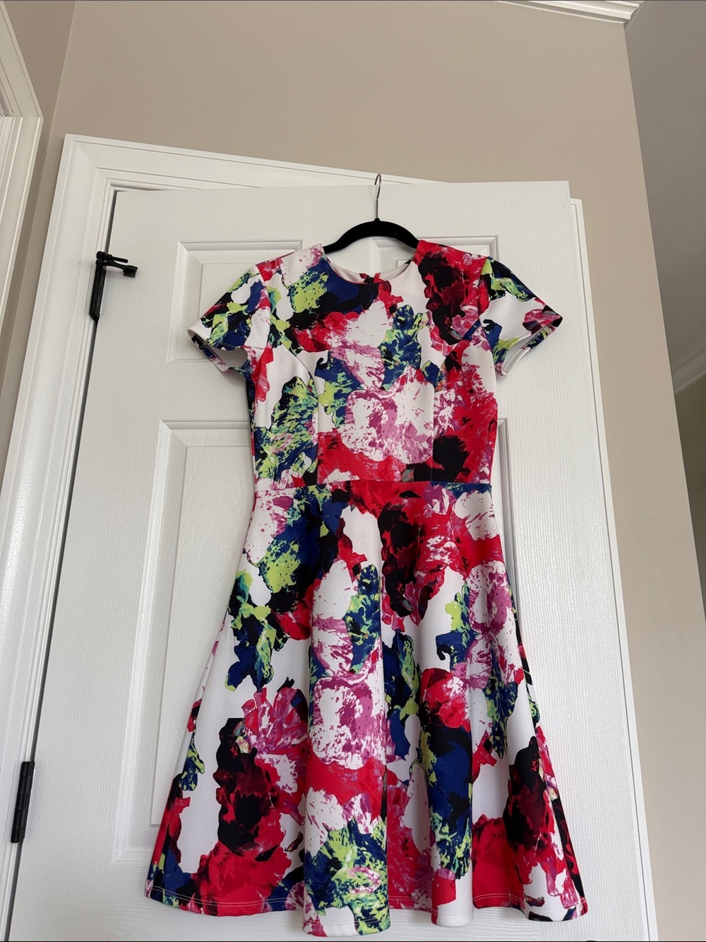 Milly White Multicolor Floral Fit-and-Flare Dress Size 4